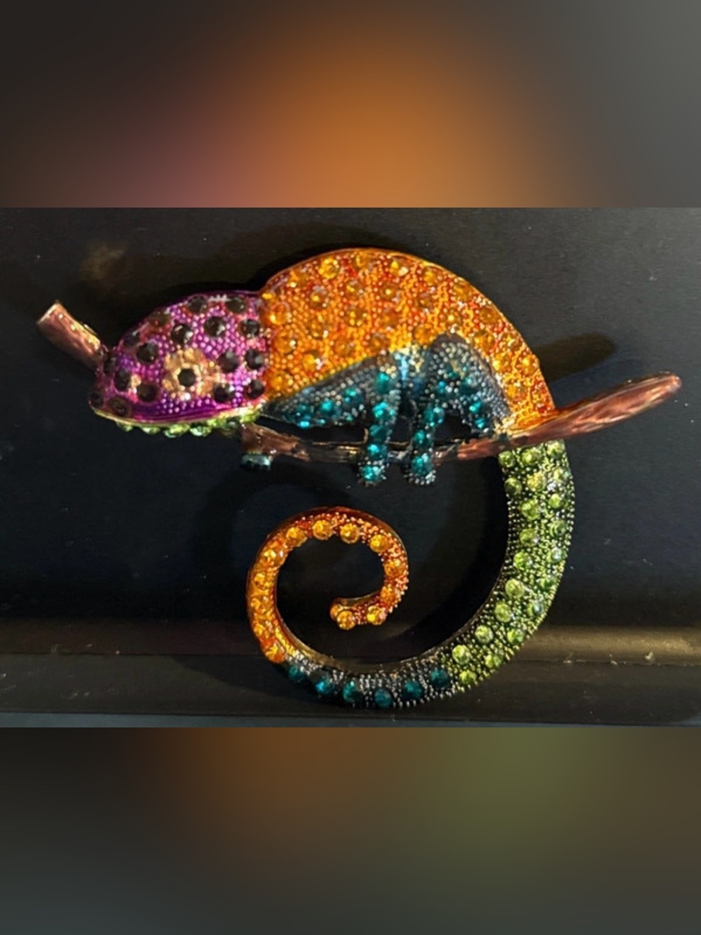 Bejeweled Chameleon Brooch- Multicolor